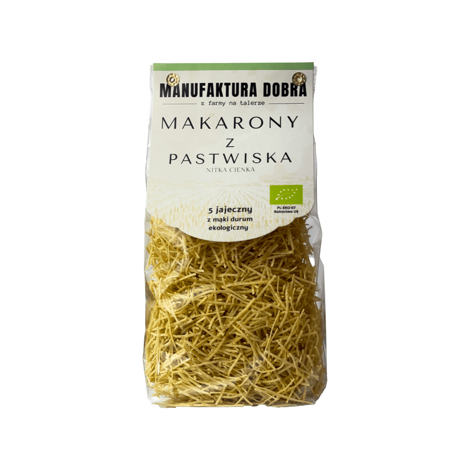EKO Makarony z Pastwiska – Nitka Cienka DURUM 5-jajeczny – 250 g