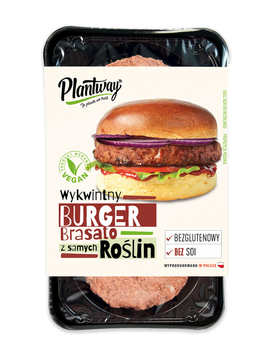 BURGER ROŚLINNY BRASATO BEZGLUTENOWY 200 g - PLANTWAY