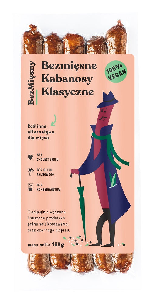 KABANOSY KLASYCZNE ROŚLINNE 160 g - BEZMIĘSNY