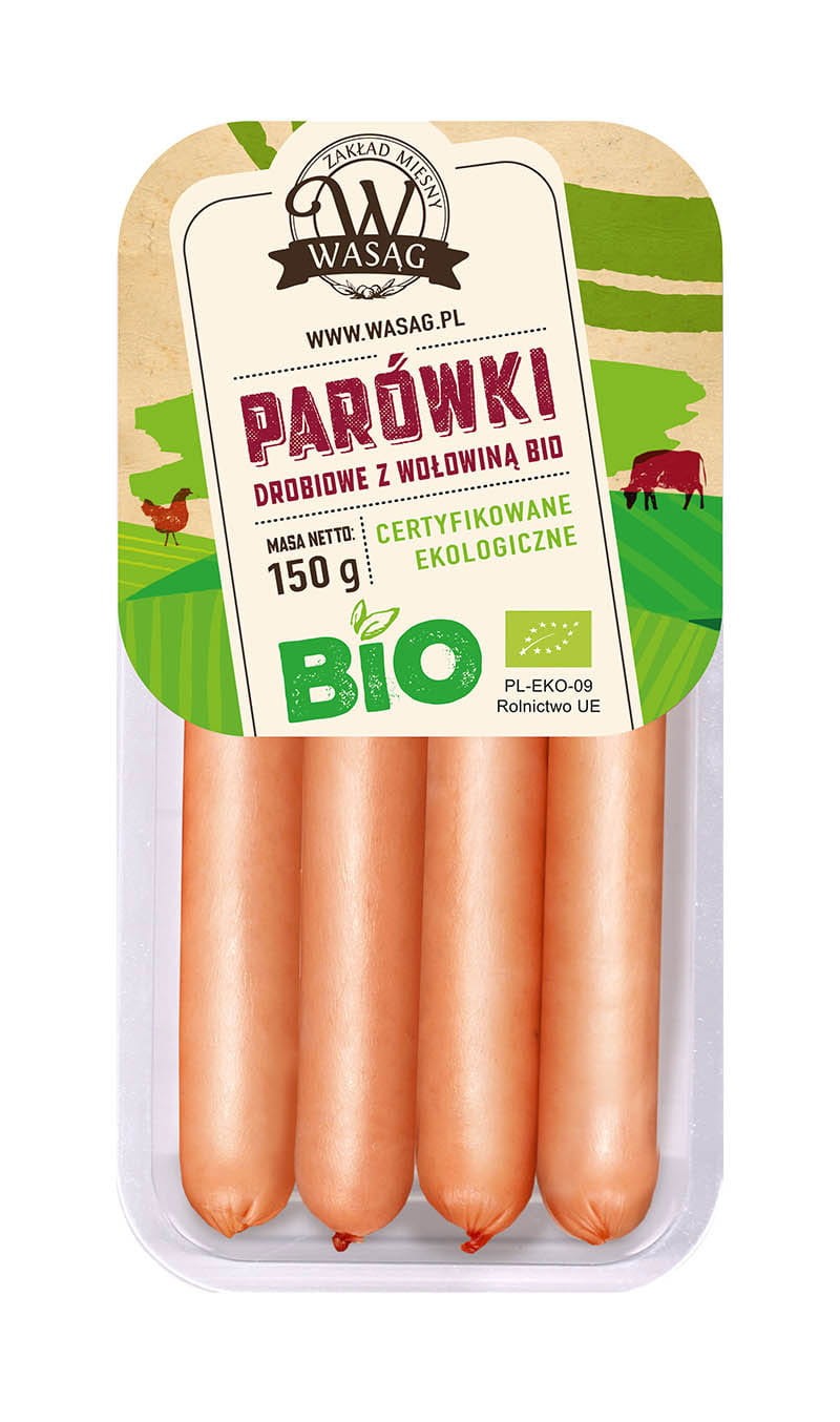Parówki Drobiowe Z Wołowiną EKO 150 G - WASĄG