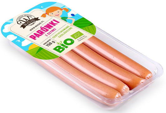 PARÓWKI Z SZYNKI BIO 150 g - WASĄG (Z PÓŁKI)